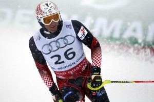 Feb 15, 2015; Beaver Creek, CO, USA; Ivica Kostelic of Croatia reacts after run two of the  men's slalom in the FIS alpine skiing world championships at Birds of Prey Racecourse. Mandatory Credit: Jeff Swinger-USA TODAY Sports